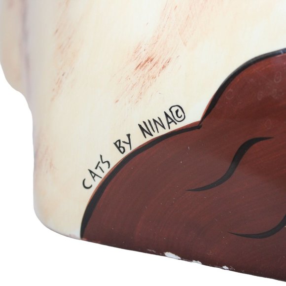 Himalayan Rag Doll Siamese 11.5" Cat Hand Painted Ceramic Vase By Nina Lyman - Picture 11 of 12